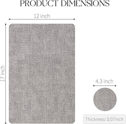 MOSAYT Faux Leather Placemats Set of 12-12 x 18 Inch - Heat Resistant Vinyl Place Mats with Coasters, Wipeable Washable Waterproof Oil Proof Table Mats for Kitchen Dining Indoor Outdoor, Light Grey