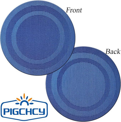 Round Placemat Set of 6 Heat Resistant Vinyl Washable Kitchen 15 inch Placemats for Home Indoor Outdoor Party (6pcs Round, Navy Blue)