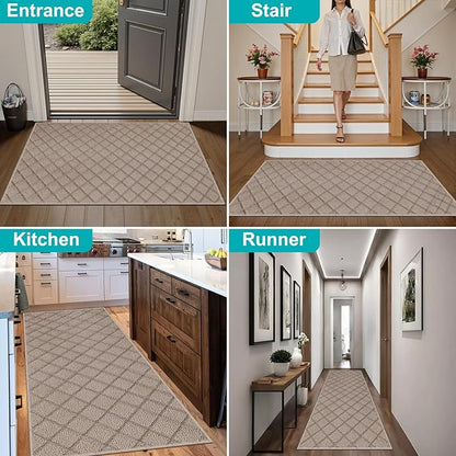 Azadx 2'x6' Front Entryway Door Mat Non Slip Indoor Door mats Washable Entry Mats Welcome Doormat Dirt Trapper for House Entry Low Profile Doormat Indoor Entrance Mat