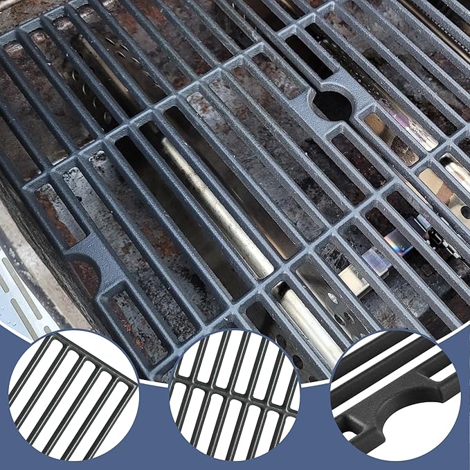 Grill Parts for Nexgrill Replacement Parts 2 Burner 720-0864 720-0864M,Cast Iron Cooking Grate,Heat Shield,Burner Kit for Megamaster 720-0864MA Grill Grates Replacement Parts kit for nexgrill grates