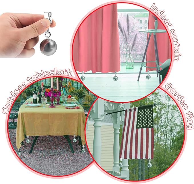 12 Pack Curtain Weights for Outdoor and Indoor, Stainless Steel Weight Clip for Drapery, Pergola, Patio, Gazebo, Cabana
