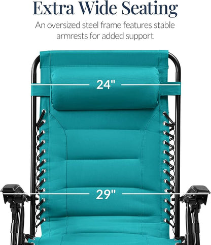 Best Choice Products Oversized Padded Zero Gravity Chair, Folding Outdoor Patio - Image 3