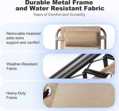 Nazhura Set of 2 Relaxing Recliners Patio Chairs Adjustable Steel Mesh Zero - Image 5