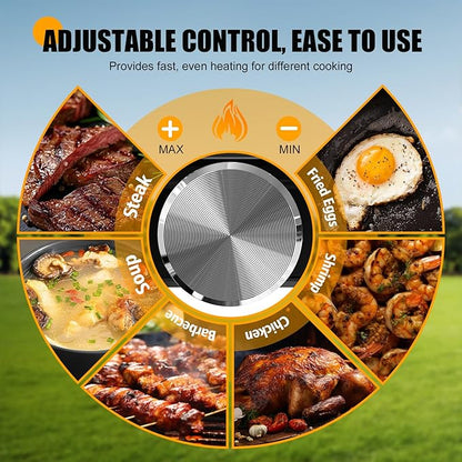 Camping Stove - 2-Burner Propane Camp Stove with Push-Button Instant Ignition,Adjustable Stove with Carry Bag & Handle for Outdoor Tailgating, Backyard BBQ Camping Essentials