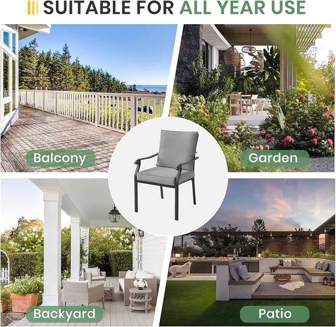 LVUYOYO Outdoor Patio Dining Chairs Set of 6, Metal Stackable Chairs Set - Image 8
