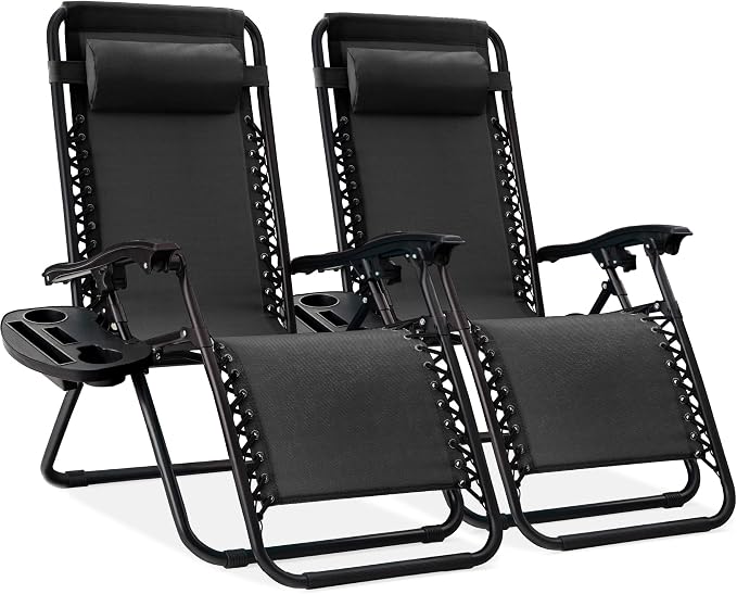 Best Choice Products Set of 2 Adjustable Steel Mesh Zero Gravity Lounge Chair by Unknown