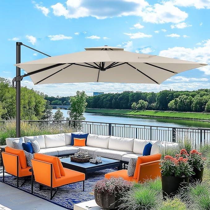 Hoteel Outdoor Patio Umbrella - 10ft Cantilever Umbrella by HOTEEL