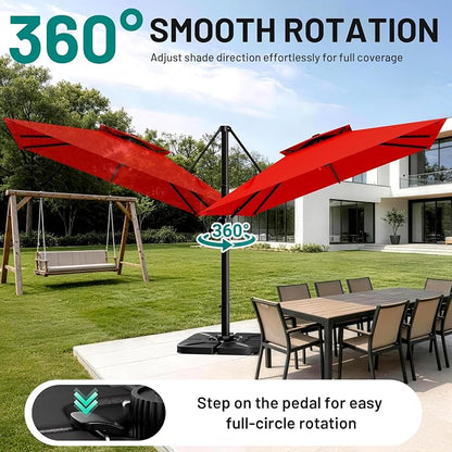 12×12 FT Double-Top Cantilever Patio Umbrella, Outdoor Umbrellas - Image 3