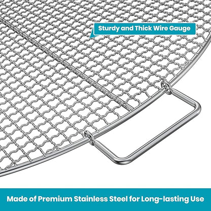 Stanbroil Fire Pit Cooking Grill Grate with 3 Support Bars - Outdoor Round BBQ Campfire Grill Grid - Camping Cookware - Stainless Steel, 30 Inch