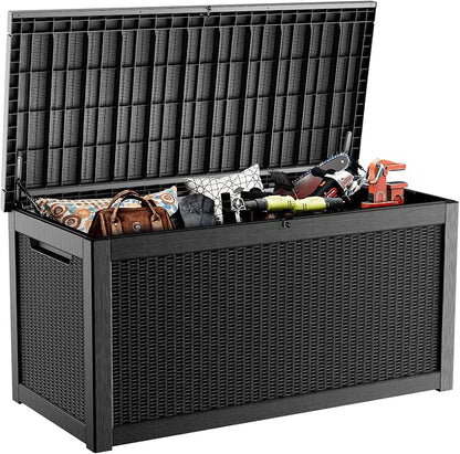 PatioZen 320 Gallon Resin Deck Box, Lockable Weatherproof Outdoor Storage Box by OutdoorLivingPerfected