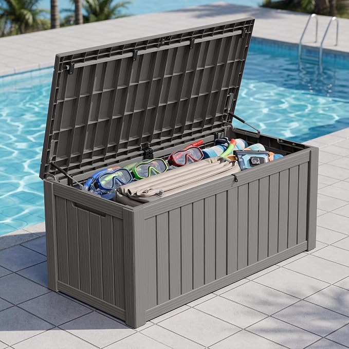 Outdoor Storage Box, 155 Gallon Resin Deck Boxes Outdoor Waterproof - Image 7