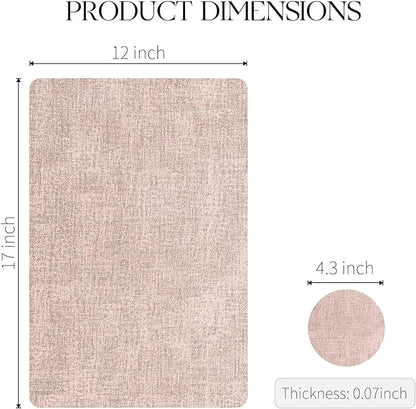 MOSAYT Faux Leather Placemats Set of 6, Heat Resistant Vinyl Place Mats with Coasters, Wipeable Washable Waterproof Oil Proof Table Mats for Kitchen Dining Indoor Outdoor, 12" x 17", Pink