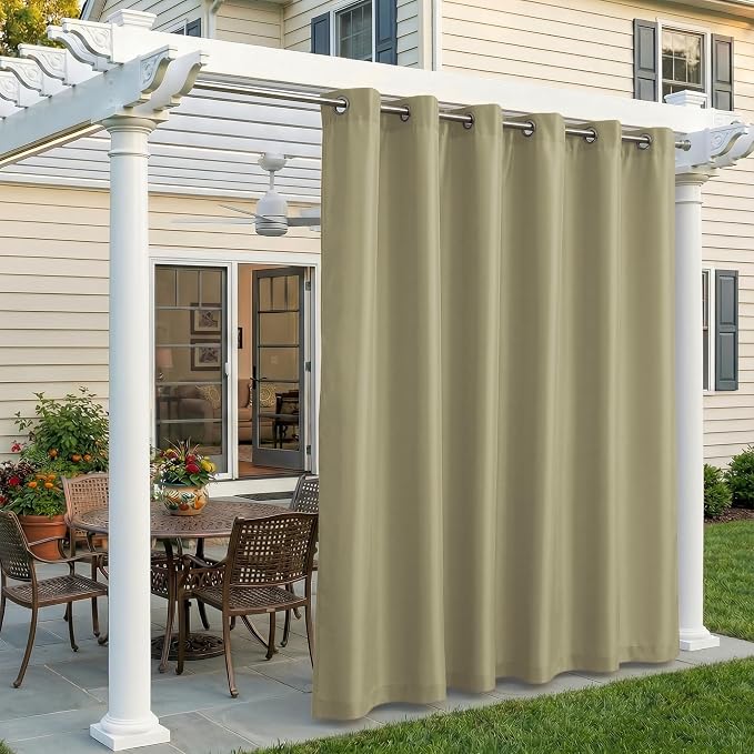 Set of 4 Outdoor Curtains for Patio Waterproof, Breathable Grommet Panels for by Sunshelf