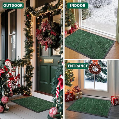Yimobra 47x32 Large Door Mat Outdoor Indoor, All-Season Waterproof Door Mat Outside Entrance, All-Weather Non-Slip Outside Doormat for Garage Patio Entryway, Green