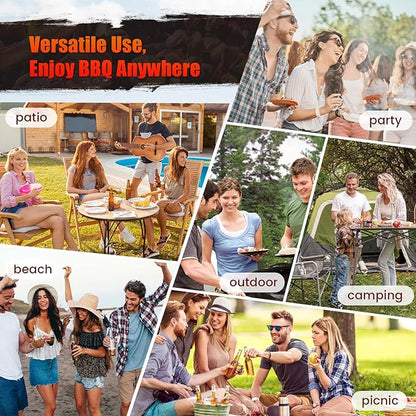 Realcook Charcoal Grills with Offest Smokers: Spacious Barrel Charcoal BBQ Grill | Barbecue Smoker Grill Combo for Outdoor Backyard Patio Camping Picnic and Party