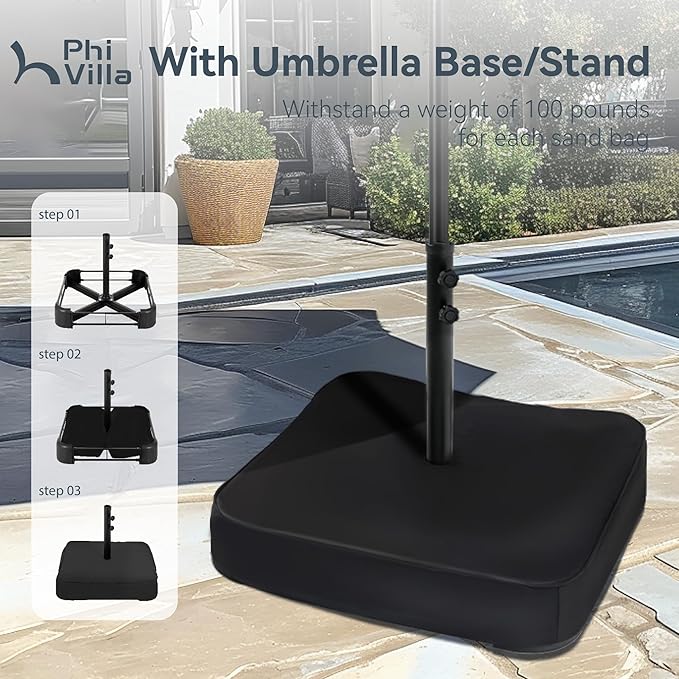 PHI VILLA 15ft Large Outdoor Patio Umbrella - Image 5