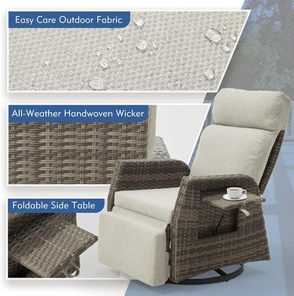 Outdoor Swivel Recliner Chair, Adjustable Rattan Patio Recliners | Independent - Image 6