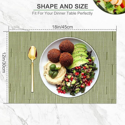 BETEAM Placemats Set of 6, Woven Vinyl Placemat for Dining Table Washable Wipeable Kitchen Place Mats Durable Indoor Outdoor Table Mats