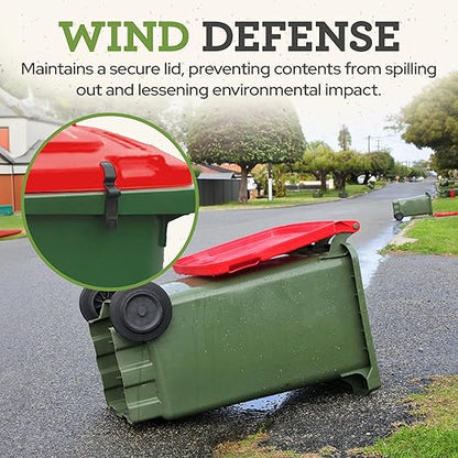 Push Clip Trash Can Locks, Easy to Install, Durable Trash Can Lock for Cart Lid Security, 28-96 Gallon Garbage Can Lock for Outdoor, Auto Release Mechanism, Wind-Resistant - 1PC Strap