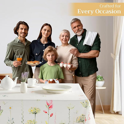 Maison d' Hermine Table Cloth Rectangle Table 100% Cotton 70 x 90 Inches Tablecloth Reusable Decorative for Dining Room, Farmhouse, Home, Party, Festive & Wedding Spring Summer - Botanical Fresh
