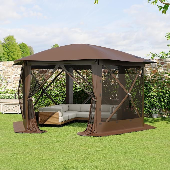 13FT Pop-Up Gazebo Tent with Mesh Netting, Removable Top & Wind Cloths | - Image 7