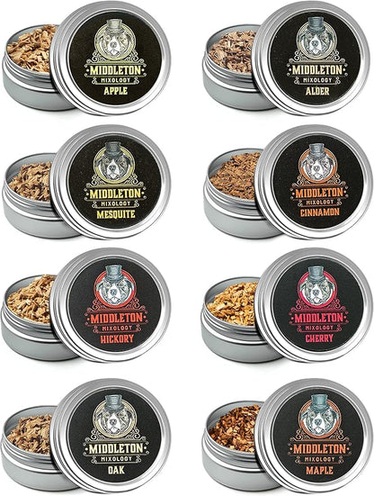 SmokeTop 8 Pack of Wood Chips - Cocktail Smoker Chips for Old Fashioned Cocktails, Whiskey, & Bourbon - Made in The USA - by Middleton Mixology