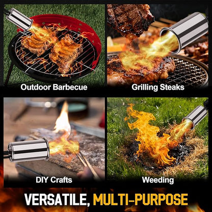 Siasky Propane Torch with One-Click Max Fire, Flame Thrower Gun Charcoal Lighter with a Safety Lock, Kitchen Blow Torch for Cooking, BBQ, Sous Vide, Grill (Tank Not Included)