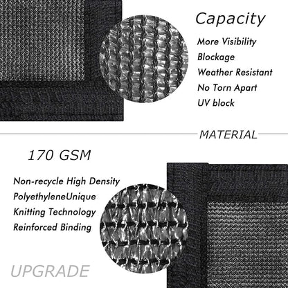 UPGRADE Privacy Fence Screen 6'x70' Black Outdoor 90% Visibility Blockage 170 GSM Mesh Shade Cover Panels for Backyard,Balcony,Home Decoration with Zip Ties,Customized Avaliable