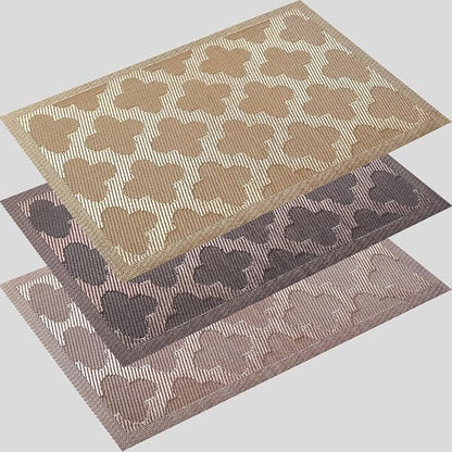 Elegant Placemats Vinyl Woven Heat-Resistant Placemats Set of 8 Washable Easy to Clean Table Mats for Dining Room and Decorate (Champagne)