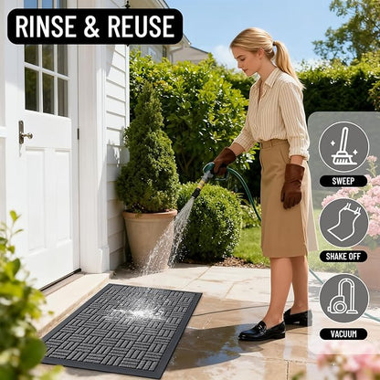 OLANLY Front Door Mat Outside Entrance 71x47, Absorbent, Heavy Duty Sturdy Natural Rubber Doormat Indoor Outdoor, Stain and Fade Resistant, Non-Slip Backing Low Profile Floor Mat for Entryway, Grey