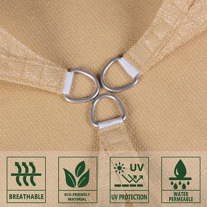 Sun Shade Sail 10' x 10' x 10' Sand Triangle Shade Canopy | Outdoor sun shade - Image 5