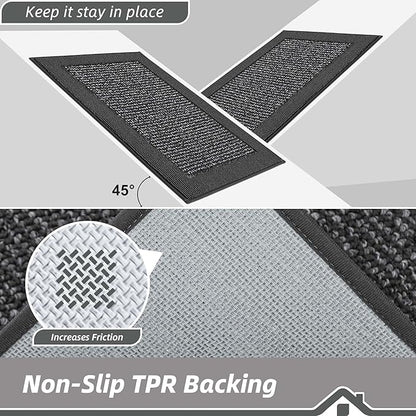 BEQHAUSE Indoor Door Mat 32" x 48", Dirt Trapper Door Mats Non-Slip Entryway Rugs Washable, Resist Dirt Absorbent Welcome Mat, Low Profile Floor Mats for Front Back Door and Entryway, Charcoal