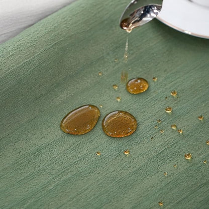 Rectangle Sage Green Table Cloth, Embossed Pleated Textured Waterproof Tablecloth, Decorative Fabric Table Cover for Dining, Farmhouse, Wedding, Outdoor - 60''x84'', Spring/Summer