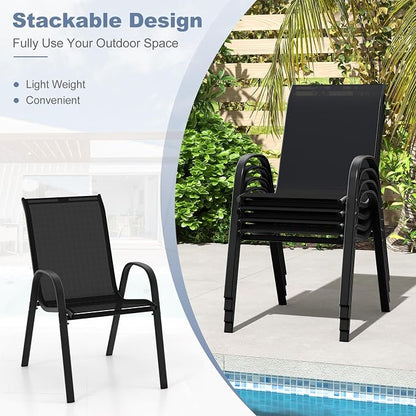 Tangkula Patio Dining Chairs Set of 2, Outdoor Stackable All Weather Heavy Duty - Image 4