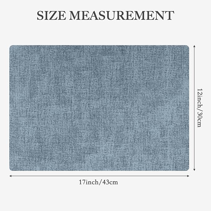 Faux Leather Heat Resistant Placemats Set of 4 – Waterproof Oilproof Wipeable Dining PU Place Mat Easy Clean Table Mats for Kitchen/Dining/Party/Holiday, Blue