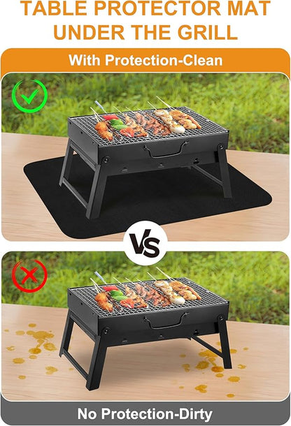 24×31 inches Heat Resistant Grill Mats for Countertop & Table, Fireproof Mats for Outdoor Grill, Portable Charcoal Grill, Gas Grill, Pizza Oven Compatible with Blackstone, Ninja, Black