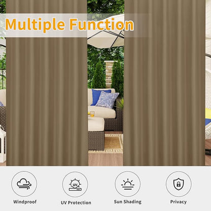 Easy-Going Outdoor Patio Curtains 2 Panels, 54x120 inch, Khaki | Privacy - Image 5