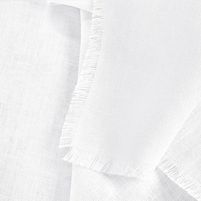 Solino Home Linen White Table Runner 108 Inches Long - Fringe, 100% Pure Linen Dining Table Runner 14 x 108 Inch for Winter, Valentines, Spring, Easter