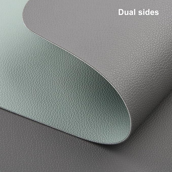 Myir JUN Table Runner Double Sided Vinyl Runner Table 55 Inch Long Runner for Table Washable Waterproof Non-Slip for Home Decorations Gray Sage Green,12 x 55 inch