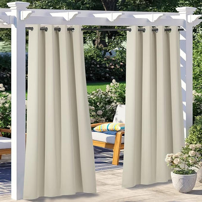 NICETOWN 2 Panels Weighted Patio Outdoor Curtains 95 inch Length, Home Fashion by NICETOWN