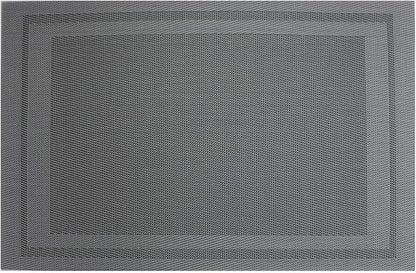 Gugrida Placemats Set of 6 Plaid Checkered Silver Grey PVC Placemat for Dining Table Durable Woven Vinyl Stain tablemats 18"X12"