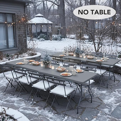 LUSHVIDA 6 Packs Vinyl Tablecloths with Flannel Backing for 4ft Rectangle Folding Table Cloths - Waterproof Plastic Picnic Table Covers with Elastic Corners, 30x48 inch, Light Gray