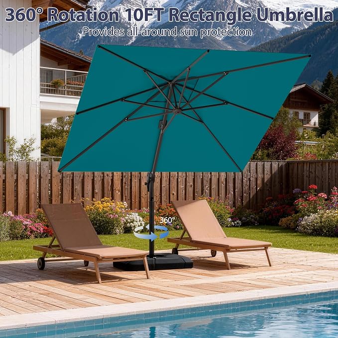 10' X 10' Patio Umbrella Cantilever Outdoor Rectangle Umbrella, Heavy Duty - Image 3