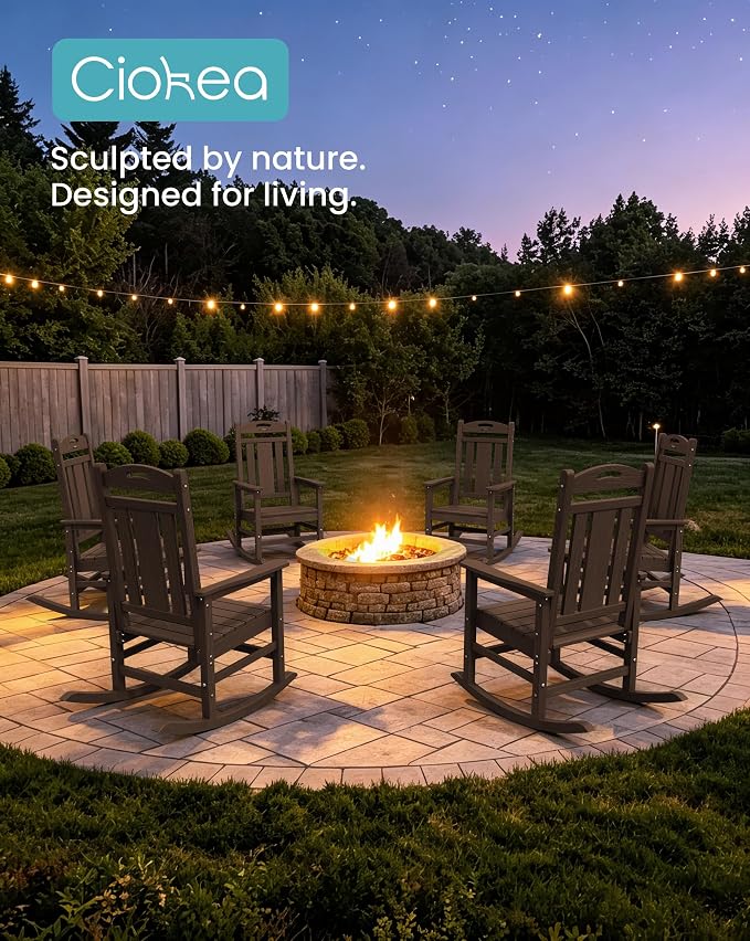 Oversized Outdoor Rocking Chairs Set of 6, 380lbs Heavy-Duty Large Patio Rocker - Image 4