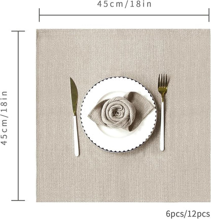 BALCONY & FALCON Cloth Napkins Set of 12 Washable Linen Napkins Absorbent Wrinkle-Free Fabric Napkin Bulk for Dinner Wedding Party Easter Thanksgiving Christmas Banquet (Beige 17.7"x17.7")