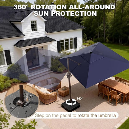 9' X 12' Cantilever Patio Umbrella Rectangle Outdoor Umbrella, 6-Level Tilt & - Image 3