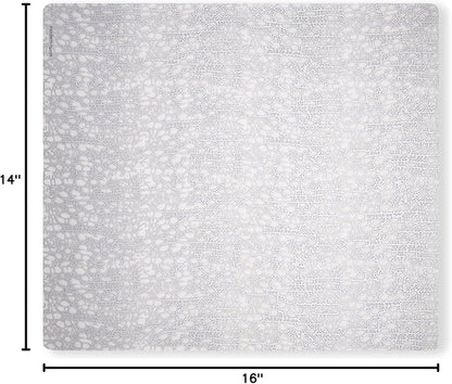 modern-twist 14" x 16" Silicone Rectangular Placemat, BPA, PVC-Free Table Mat, Dishwasher Safe, Cocoon Print in Silver, Pack of 1