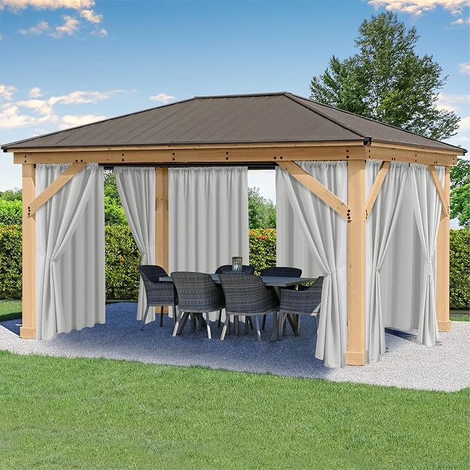 Outdoor Curtains for Patio Waterproof Rod Pocket 4 Pcs 54x84 Silver Grey | by HolidayIdeas