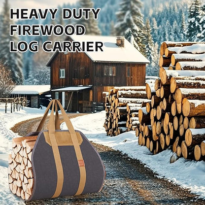 1MORE Firewood Carrier - Wood Carrier for Firewood,Log Carrier for Firewood Tote Bag, 40"X19" Canvas Firewood Carrier, Water Resistant Log Tote Wood Carrying Bag With Handles,Fireplace Tools. Grey