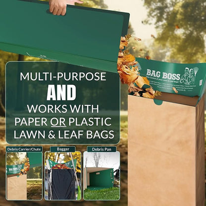 Lawn & Leaf Bag Holder Stand | Fits 33-55 Gallon Paper or Plastic Yard Waste Bags | Durable, Foldable Trash Bag Holder Stand and Leaf Scoop